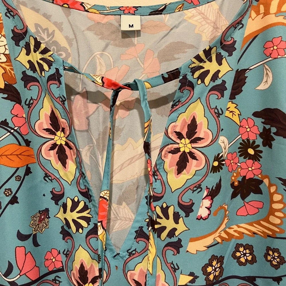 Floral Patterned Blue Dress - Picture 3 of 3